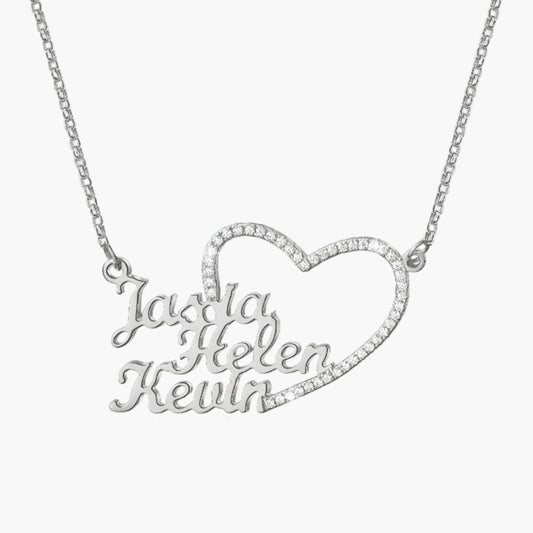 Triple Name Heart Necklace