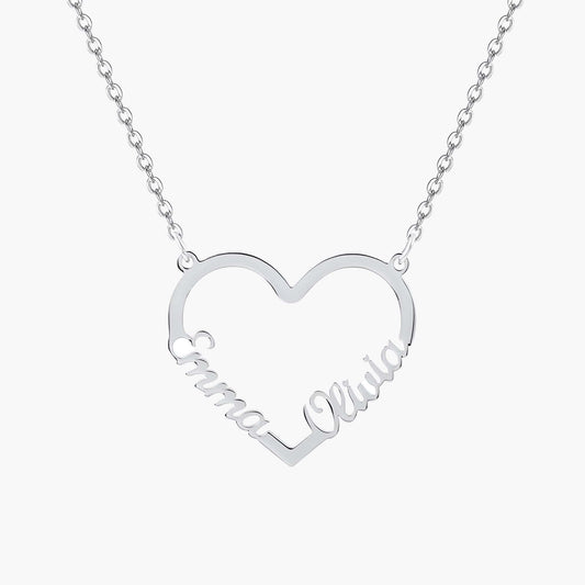 Double Heart Name Necklace