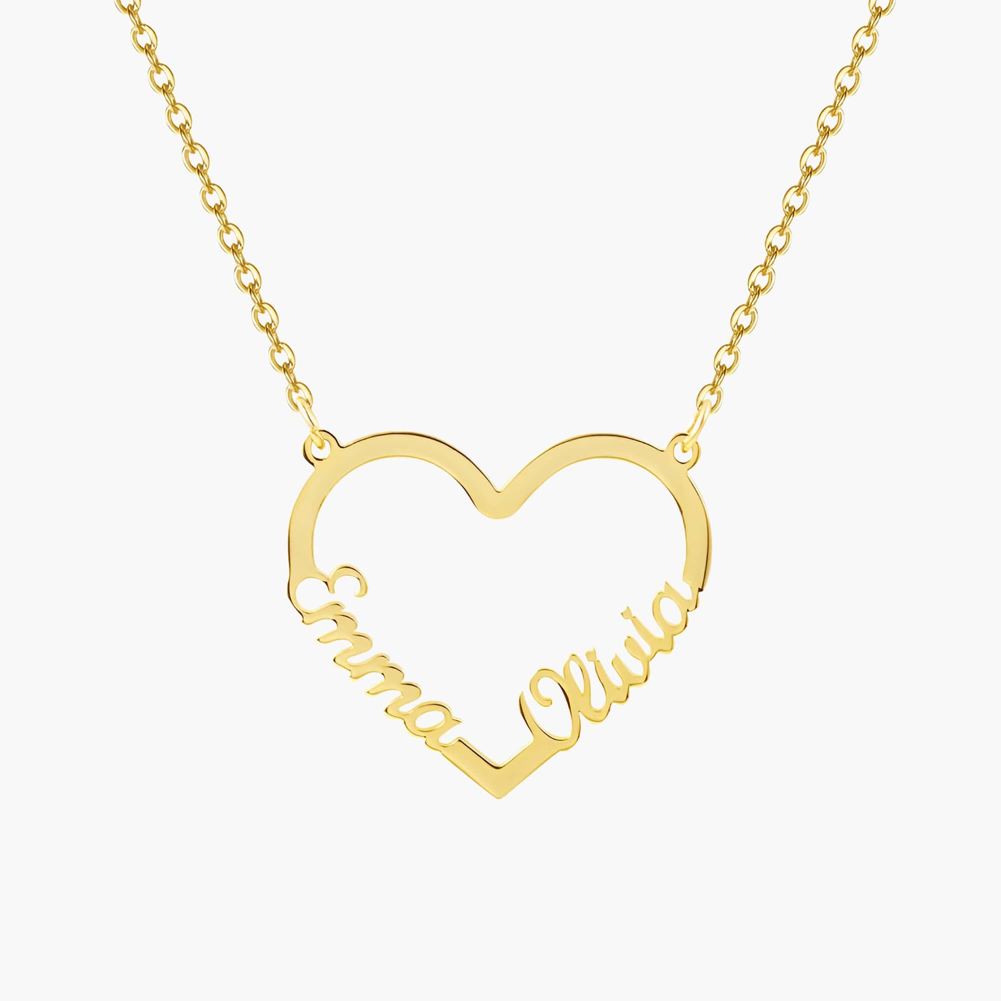 Double Heart Name Necklace