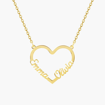 Double Heart Name Necklace