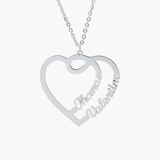 Interlocking Double Heart Name Necklace