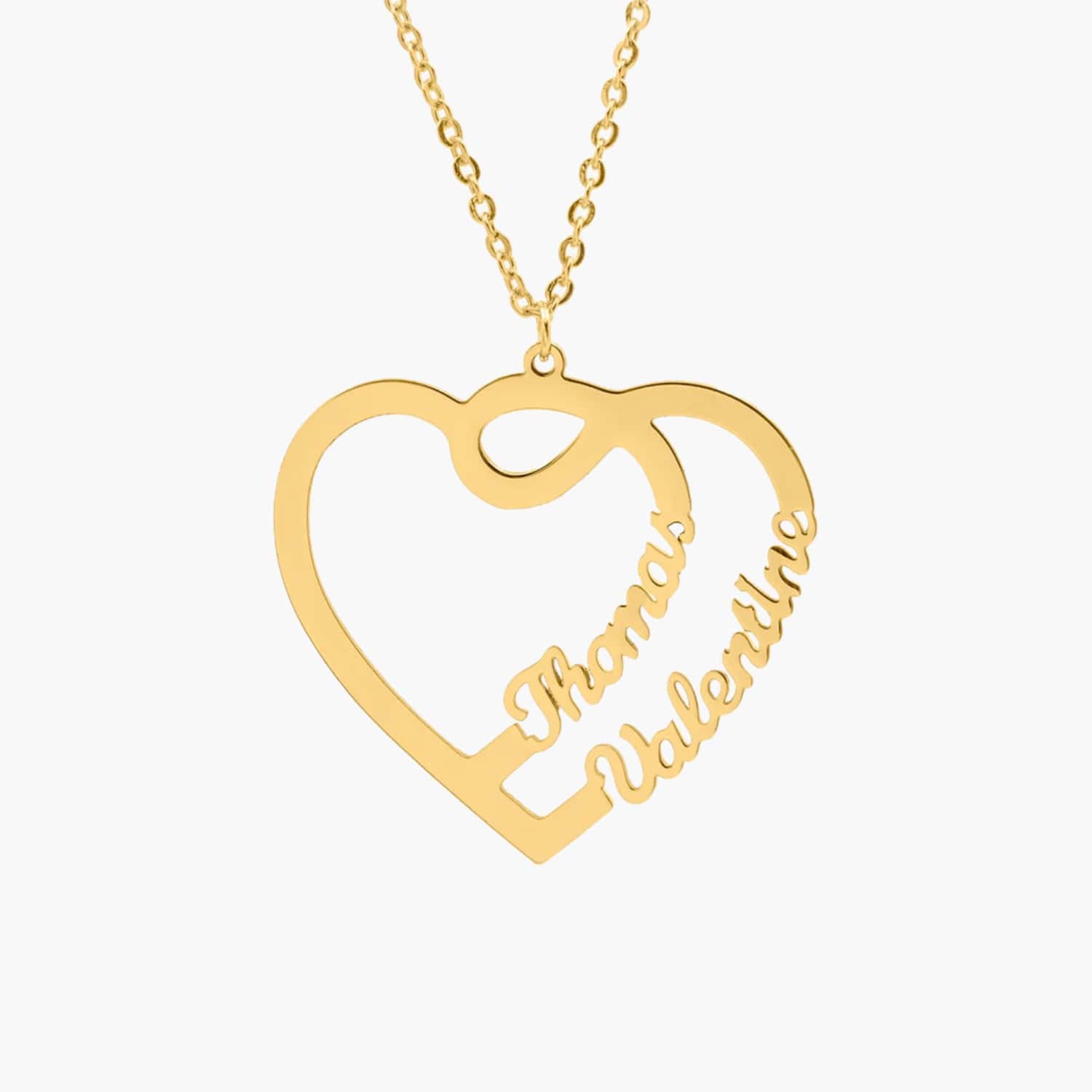 Interlocking Double Heart Name Necklace