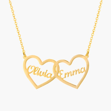 Two Hearts Name Necklace