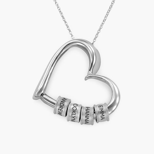 Heart Necklace with Personalized Sliding Beads